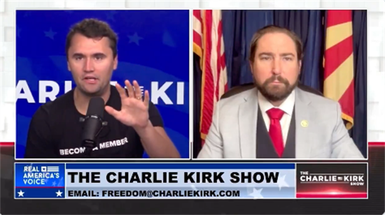 Crane and Charlie Kirk on Katie Hobbs